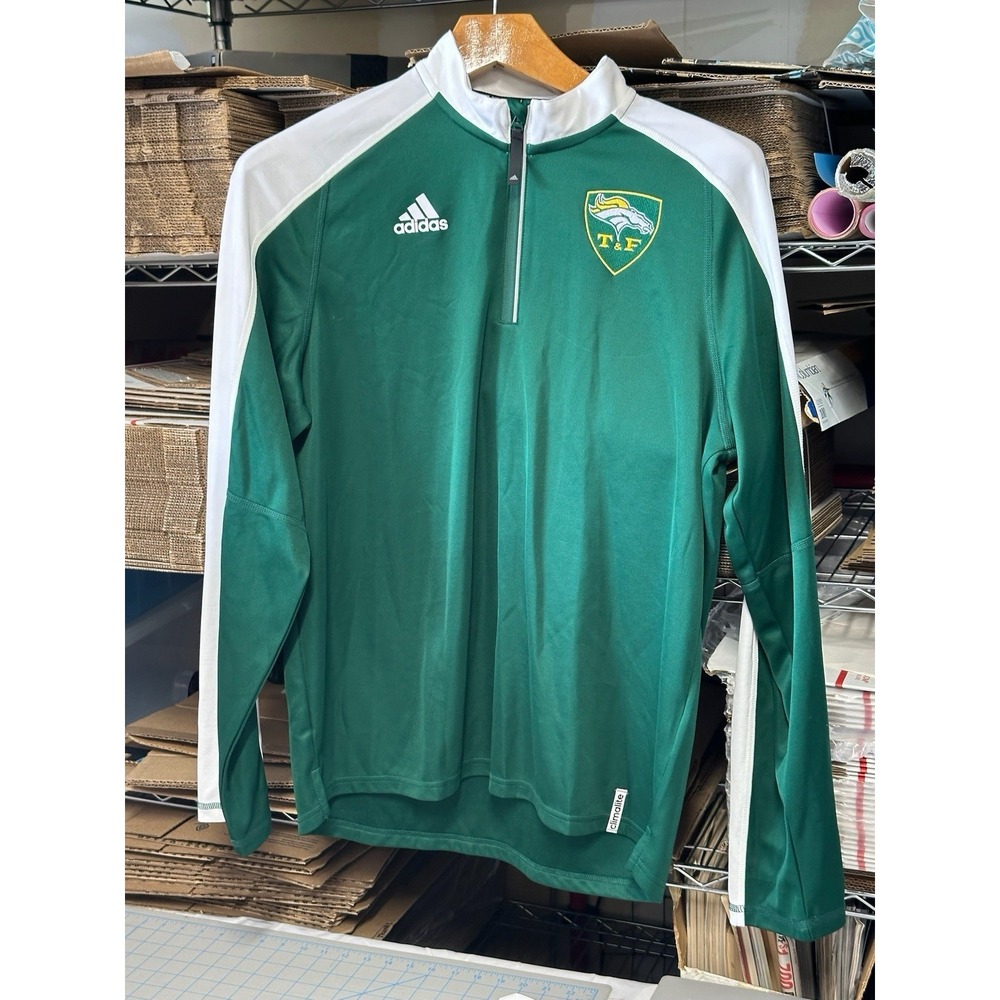 Adidas Climalite Green White 1/4 Zip Soccer Training Pullover Men's Medium NWT